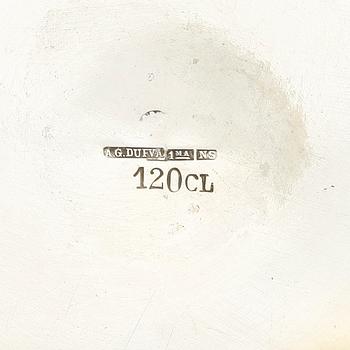 KAFFESERVISDELAR, 3 st, nysilver, A.G. Dufva. Tidigt 1900-tal.