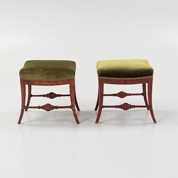 A pair of Swedish Empire stools, early 19th century.