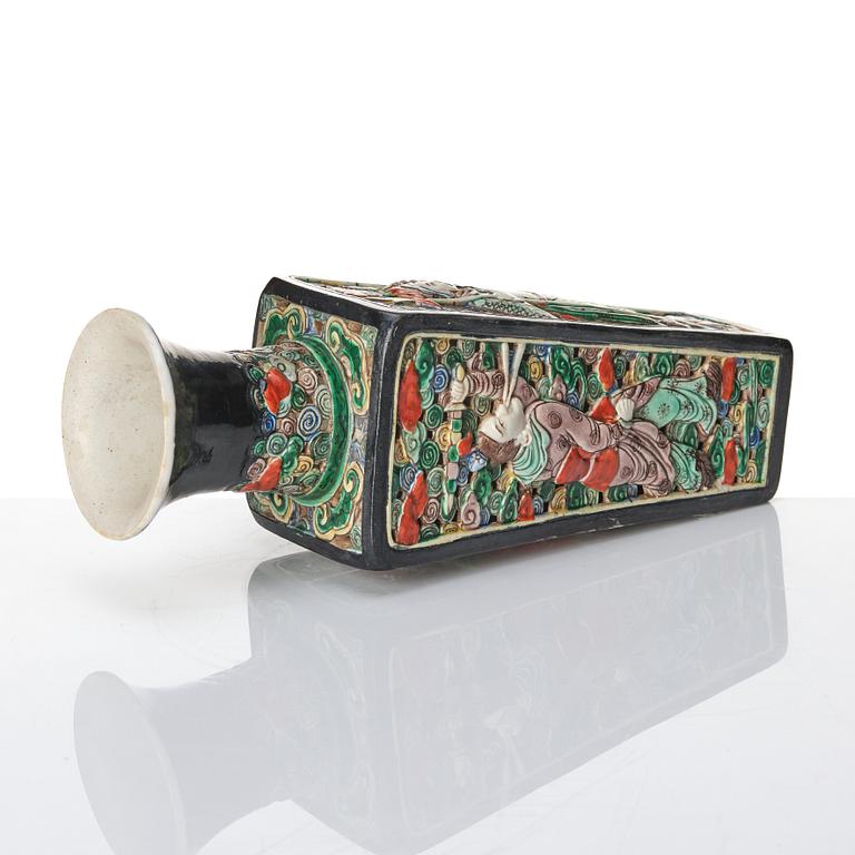 A famille noire pireced vase, Qing dynasty, 19th Century.