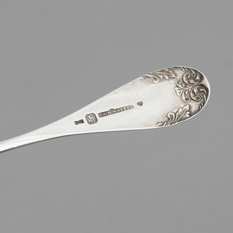 Skedar, 7 st, silver, bl a Gustaf Hagström, Stockholm 1803.