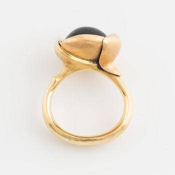 Charlotte Lynggaard, for Ole Lynggaard, 18K gold, topaz and brilliant cut diamonds "Lotus" no 3 ring.