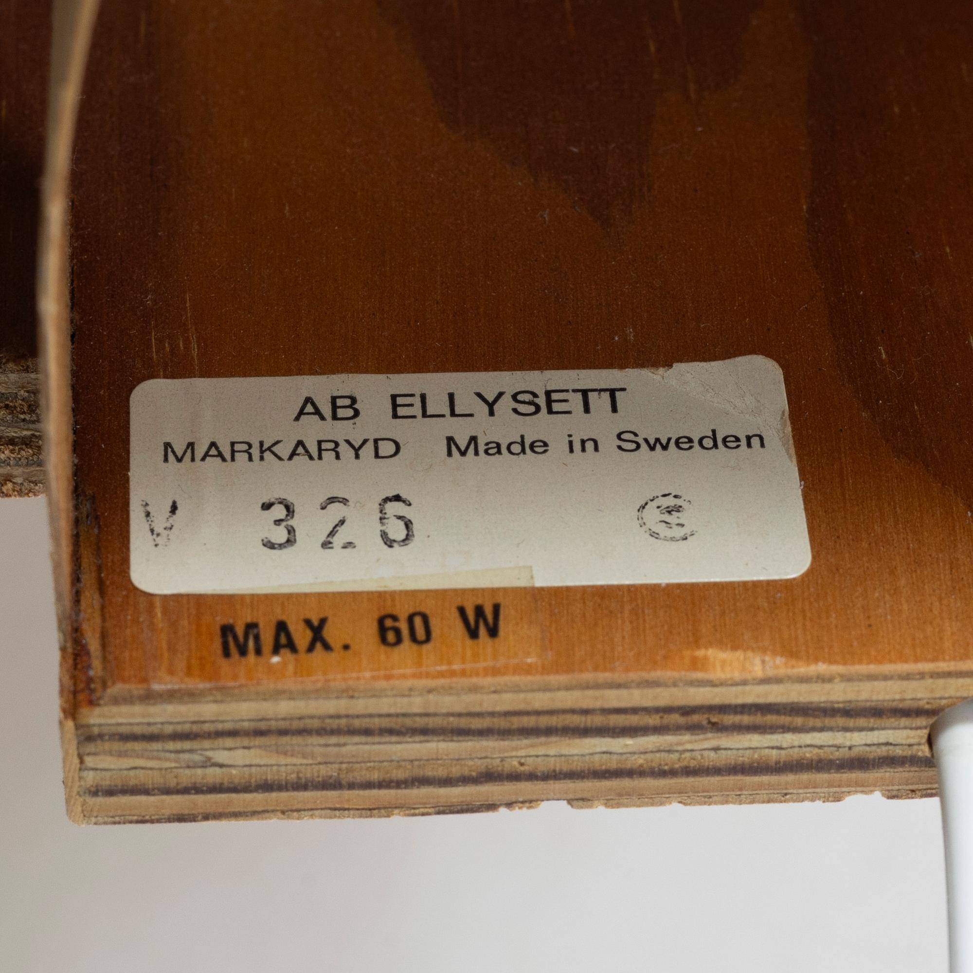 Hans-Agne Jakobsson, A pair of wall lamps, AB Elysett, Markaryd, 1970s.
