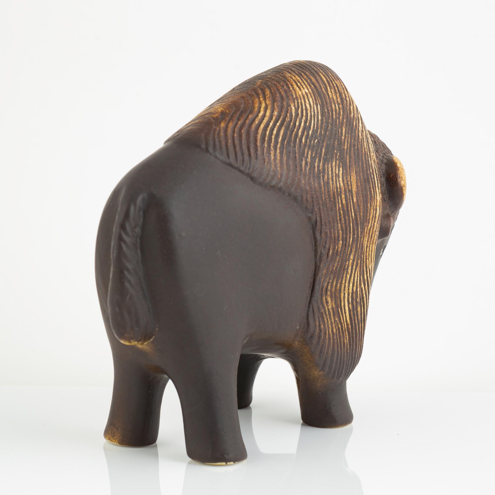 Lisa Larson, a 'Visent' figurine, for NK, Nordiska Kompaniet, Sweden in collaboration with WWF, Gustavsberg.