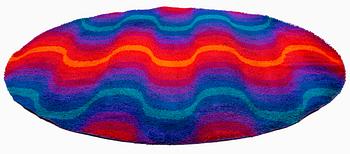 Verner Panton, matta, "Wave", maskingjord rya, diameter ca 243 cm, Unika Vaev, Danmark.