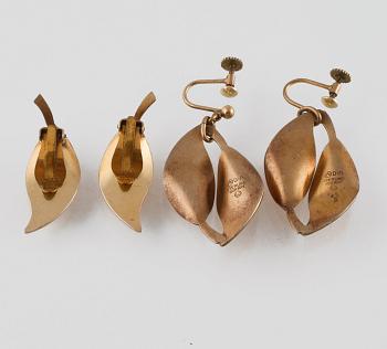 GARNITYR, 4 delar, sterlingsilver samt emalj, David Andersen, Oslo. Vikt 61,5 gram.
