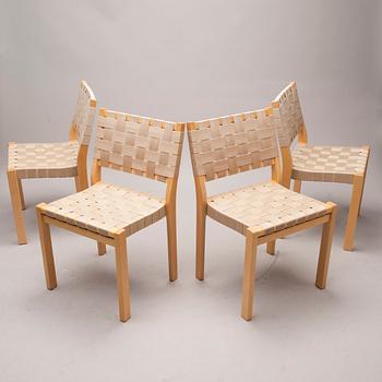 STOLAR, 4 st, modell 611, Alvar Aalto, Artek, 1900-talets slut.