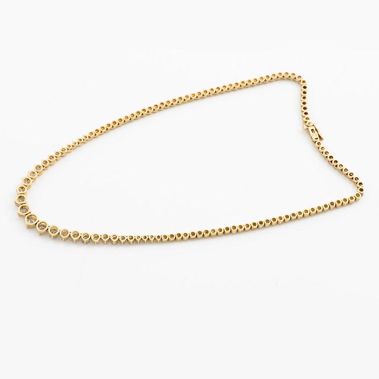 A necklace 14K gold with round brilliant-cut diamonds, second half of the 20th century.