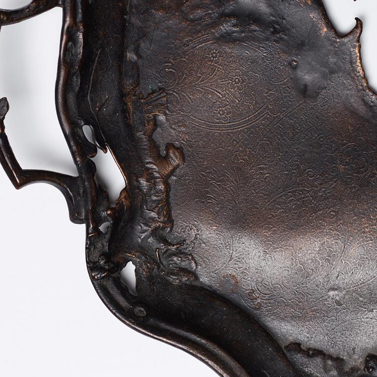 Fernandez Arman, Tray with tea set from the suite "Burned furniture".