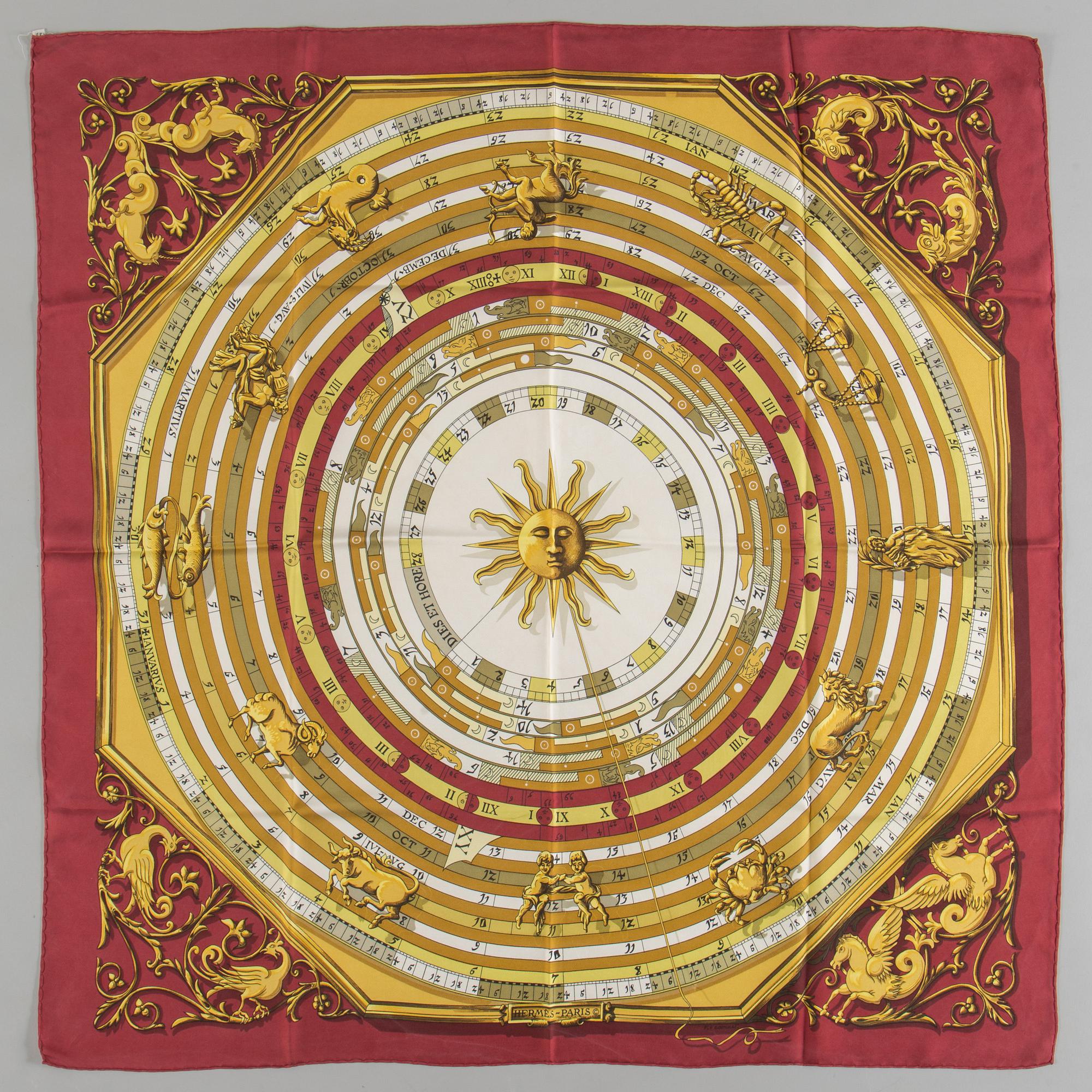 SCARF, Hermès, "Dies et Hores" (Astrology), issued 1963.