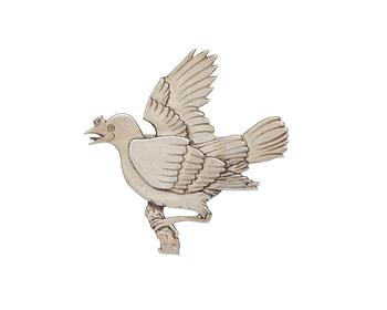 705. A Wiwen Nilsson sterling brooch of pigeon on a tree branch, Lund 1952.