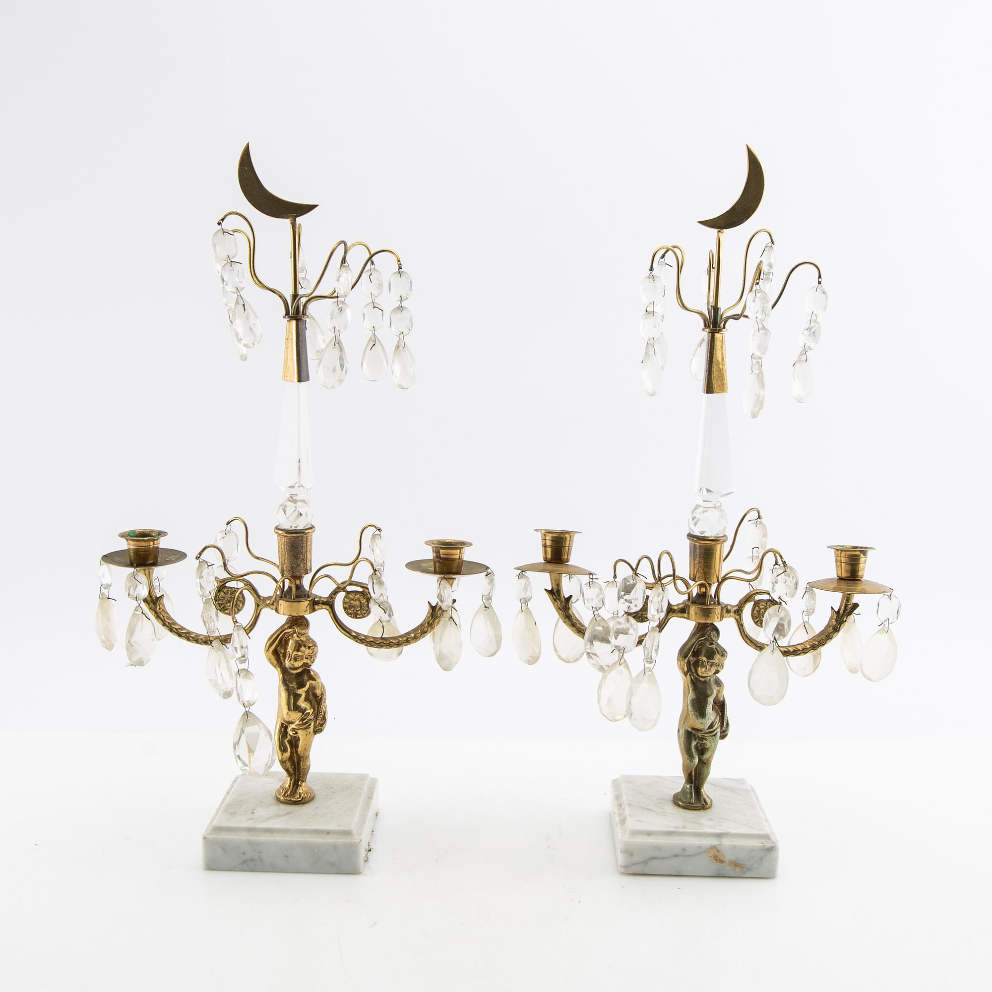 Candelabras a pair, Gustavian style, mid-20th century.