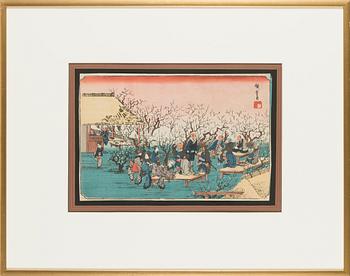 Utagawa Hiroshige I, hänen mukaansa, väripuupiirros, Japani.