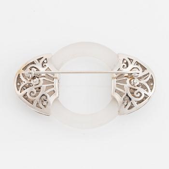 Rock crystal and brilliant cut diamond brooch.