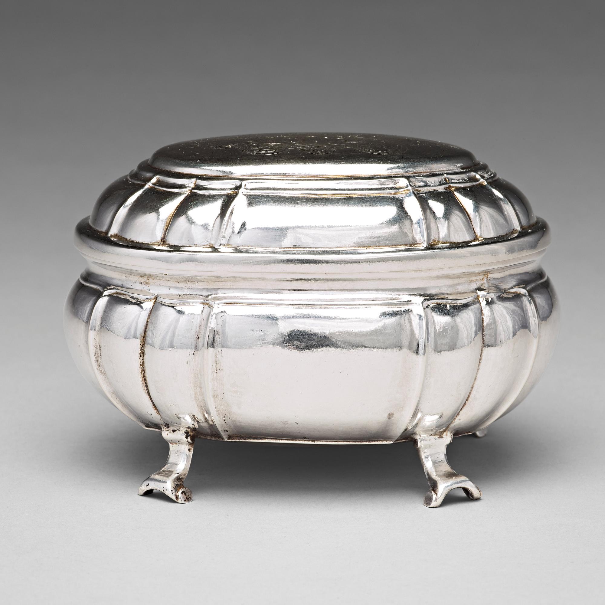 A Swedish 18th century silver sugar-casket, mark of Johan Pettersson Berg, Norrköping 1743.