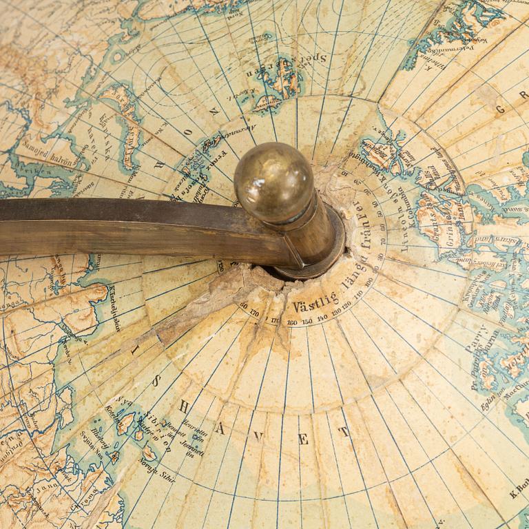 A globe by H.Keipert & ARvid Kempe, Wahlström & Widstrand, Stockholm, Sweden, 1909.