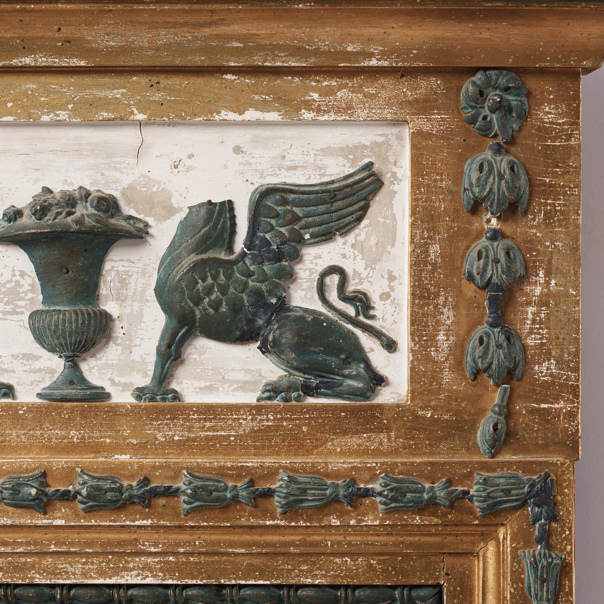 A late Gustavian giltwood and gesso mirror by G. Lindberg (master in Stockholm 1791-1804).