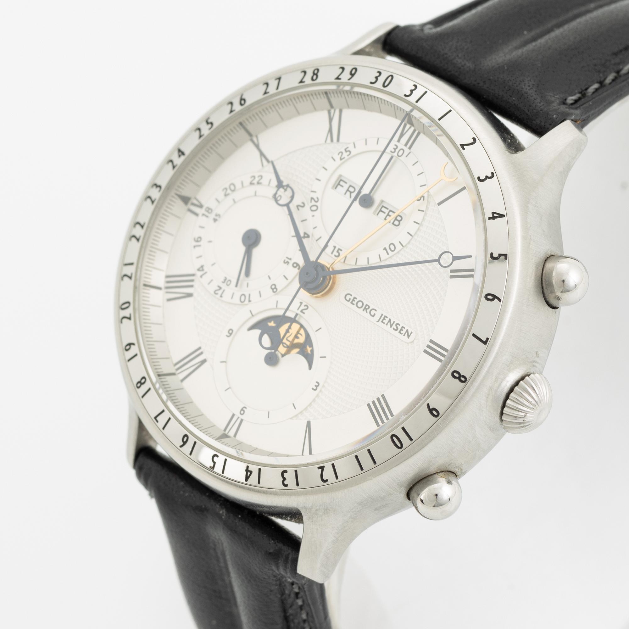 Georg Jensen, designad av Bo Bonfils, chronograph, wristwatch, 42 mm.