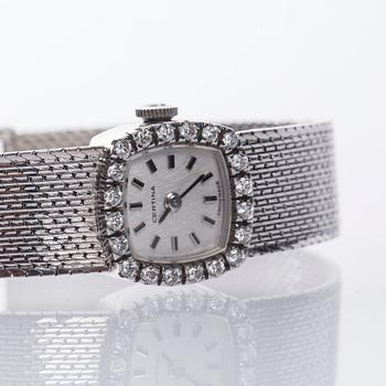 ARMBANDSUR, Certina, 18K vitguld med briljantslipade diamanter ca 0.40 ct.