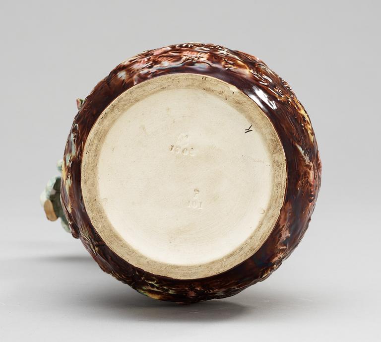 A late 19th Century majolica vase.