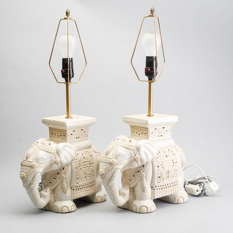 A pair of ceramic table lamps, second part of the 20th century.