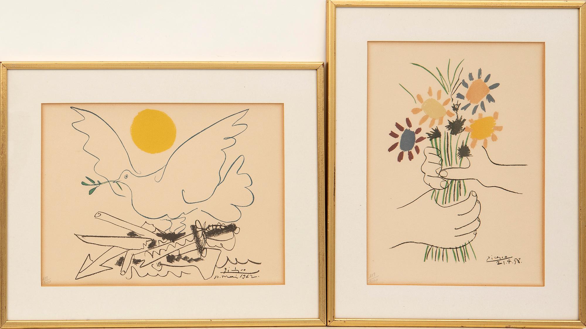 Pablo Picasso, efter, "Le Bouguet" och "Colombe".