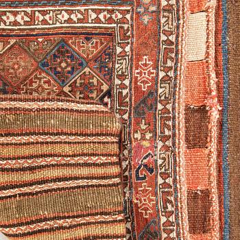 Rug/Bag Khorjin, probably Shasavan semi-antique, approx. 117x62 cm.