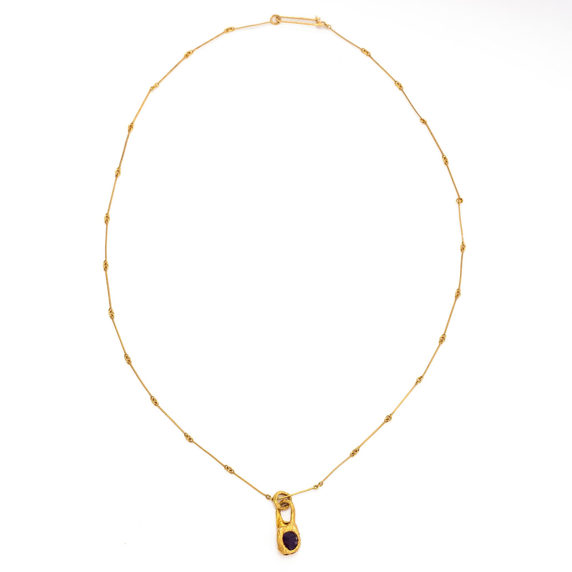 Björn Weckström, an 18K gold necklace, 'Reindeer Bell', with an amethyst for Lapponia.