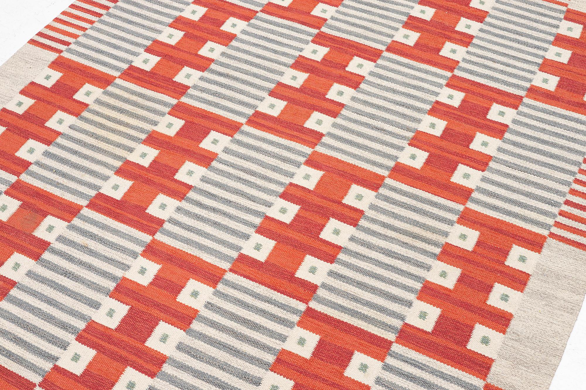 Kerstin Bergman Mauritzson, a flat weave carpet, c. 295 x 204 cm, signed KLH KB.