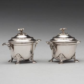 Simson Ryberg, SKÅLAR MINIATYRER, ett par, silver, Stockholm 1776, rokoko.