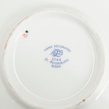 Kahvi- ja teekalusto, 34 osaa, "Blue Net", Lomonosov, Neuvostoliitto, kolme osaa v. 1991 jälkeen.