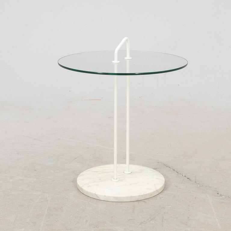 A late 20th century marble and glass side table.