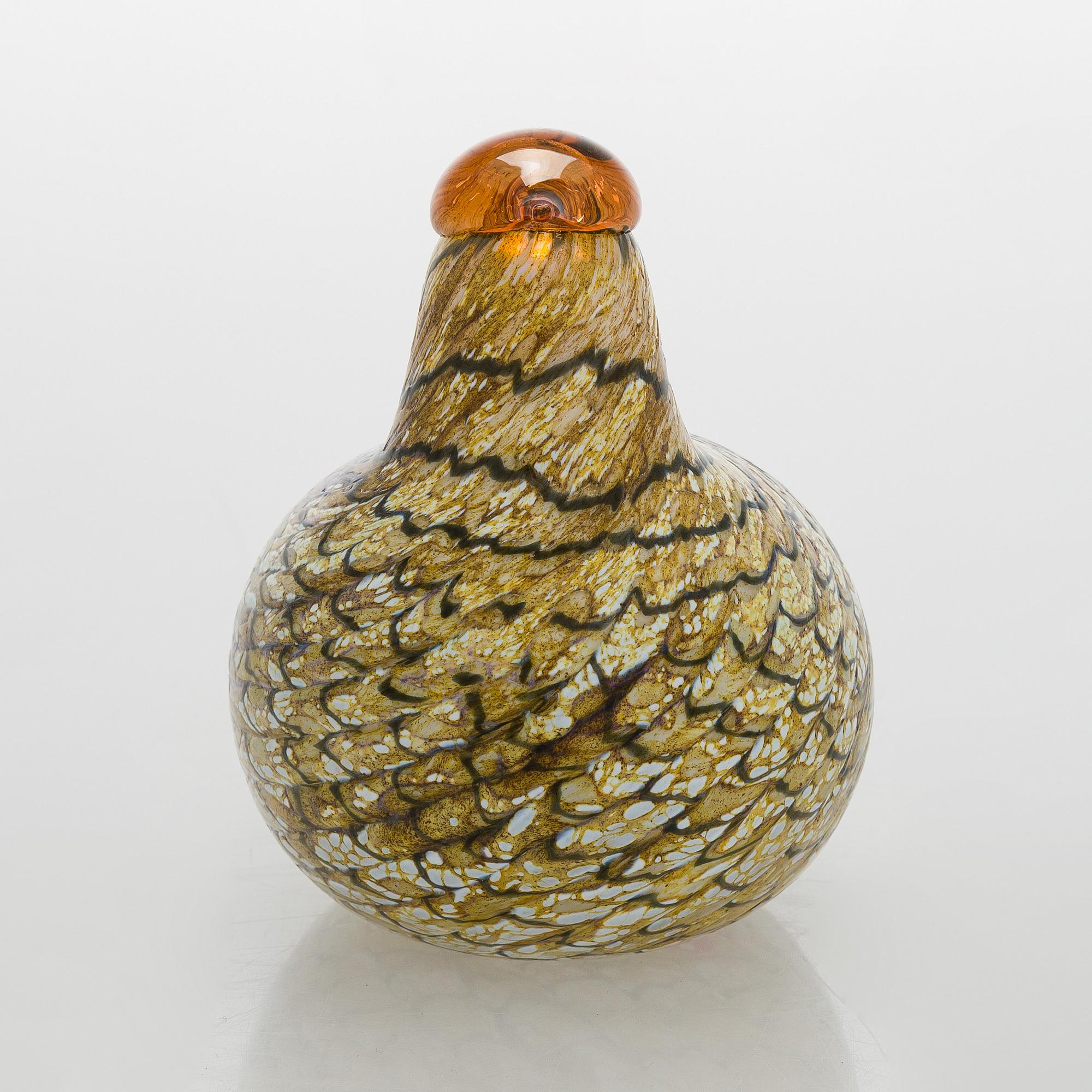 Oiva Toikka, lasilintu, "Kesäriekko", signeerattu O. Toikka Nuutajärvi.