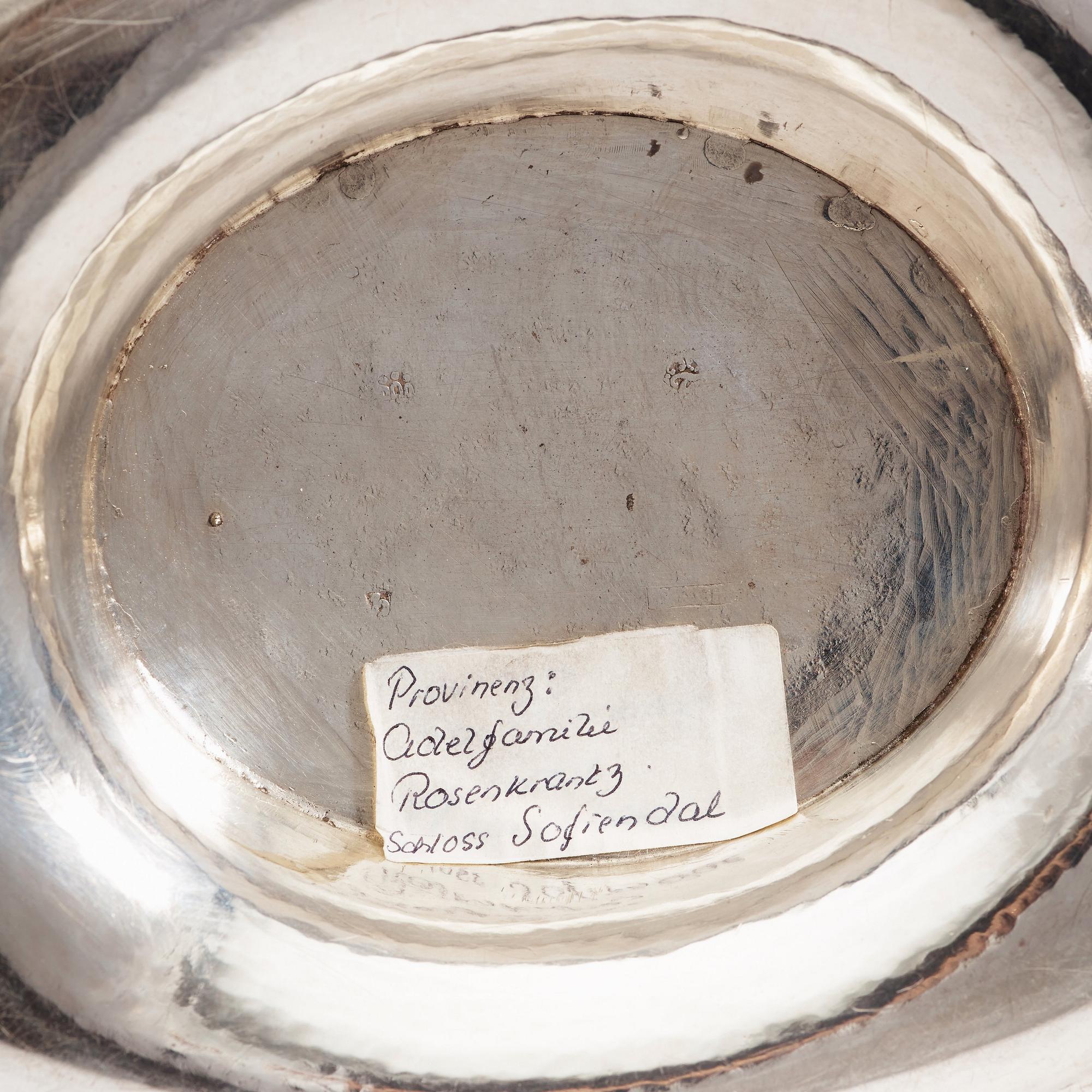 A Danish 19th century parcel-gilt tea-pot and tray, marks of Peter Terpager Hagen, Kopenhagen 1813.