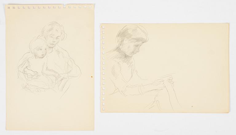 Lotte Laserstein, 2 drawings, portraits.