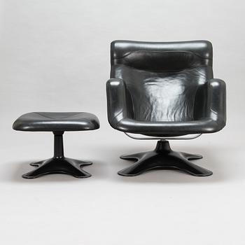 Yrjö Kukkapuro, fåtölj och fotpall, "Karusell", Haimi 1970-tal.