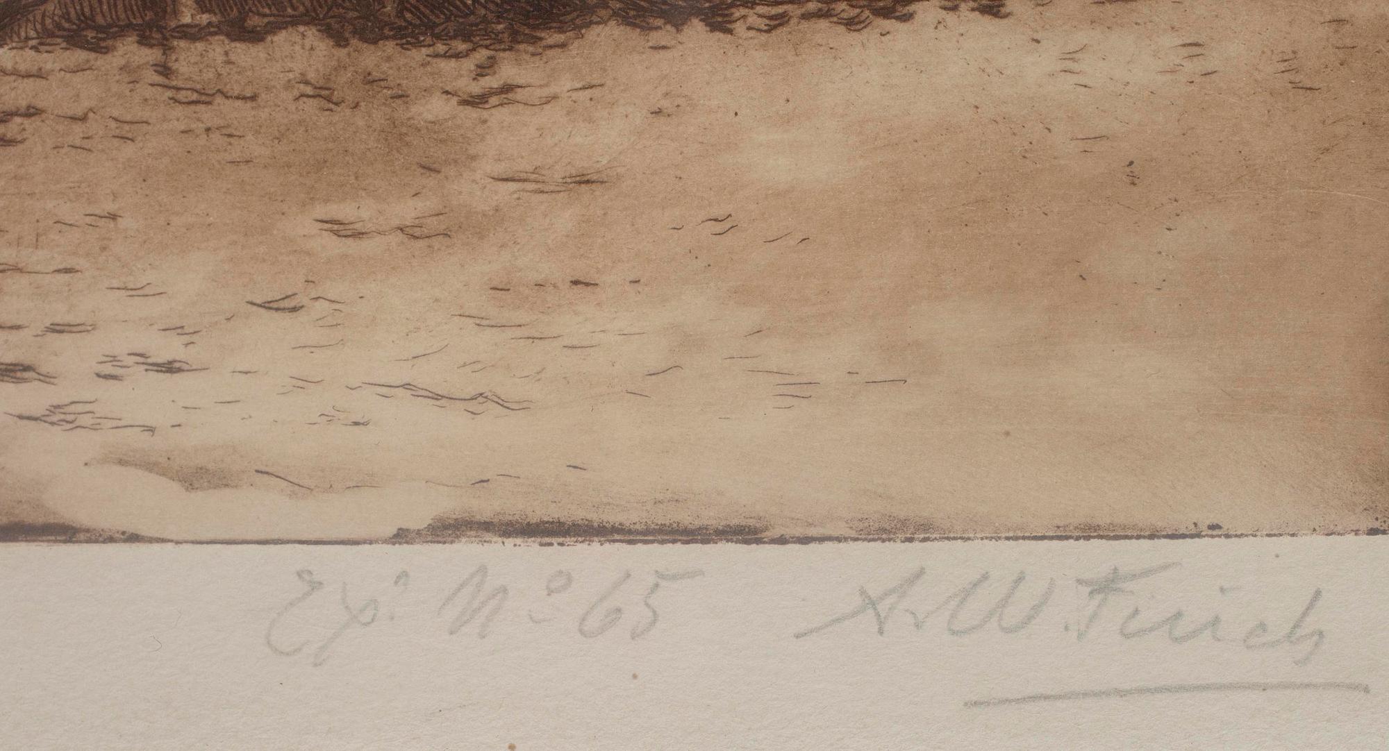 ALFRED WILLIAM FINCH, etsning, Ex: No 65, sign.
