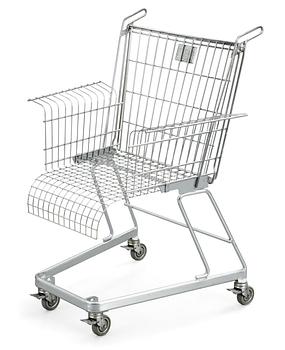119. A Frank Schriener 'Consumer's Rest'  galvanized steel wire shopping cart chair, model 2, Stiletto Studios,