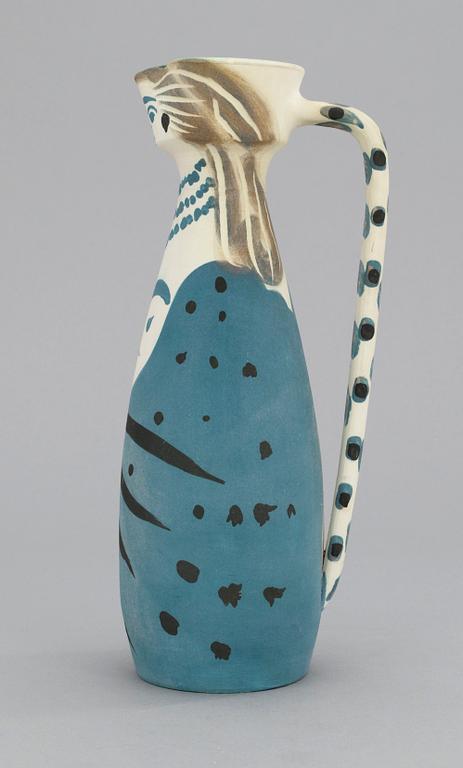 A Pablo Picasso "Femme" faience jug, Madoura, France 1955.