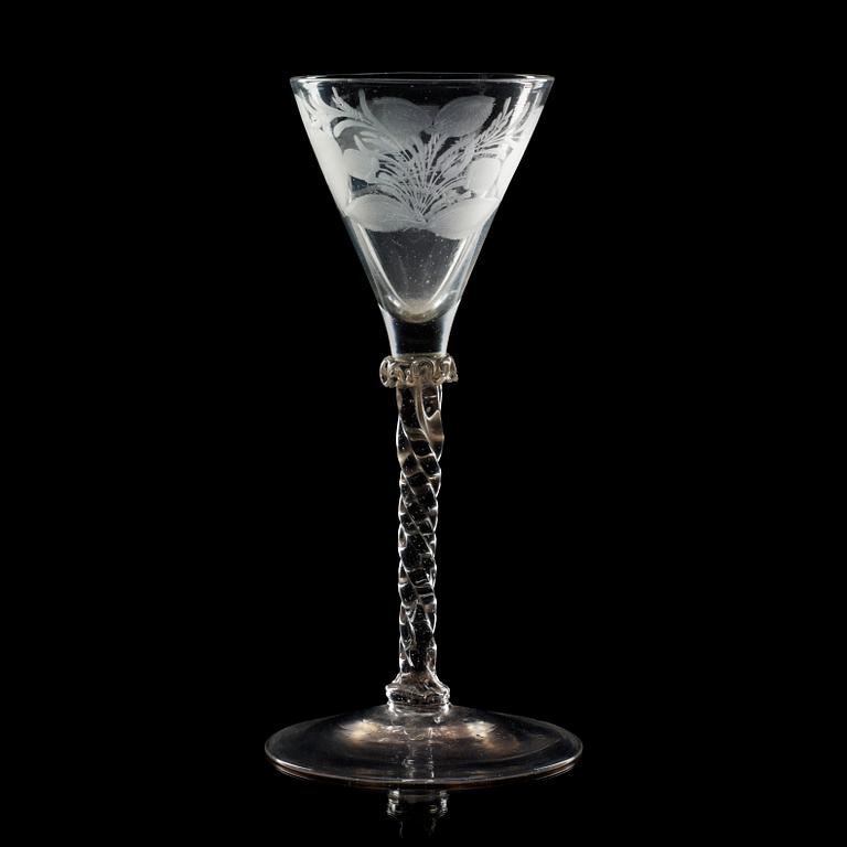 An English wine goblet, 18th Century.