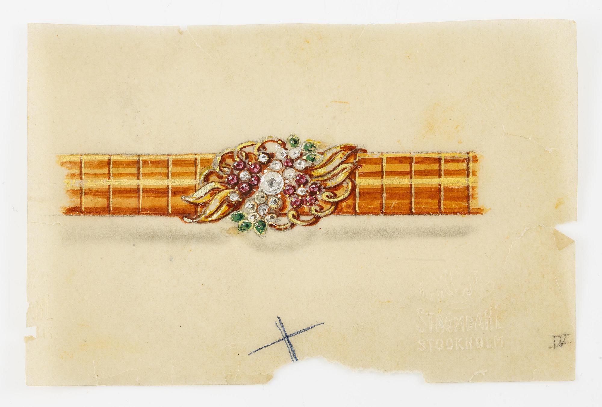 A Strömdahls bracelet/pendant combination in 18K gold with rubies, emeralds, pearls and diamonds.