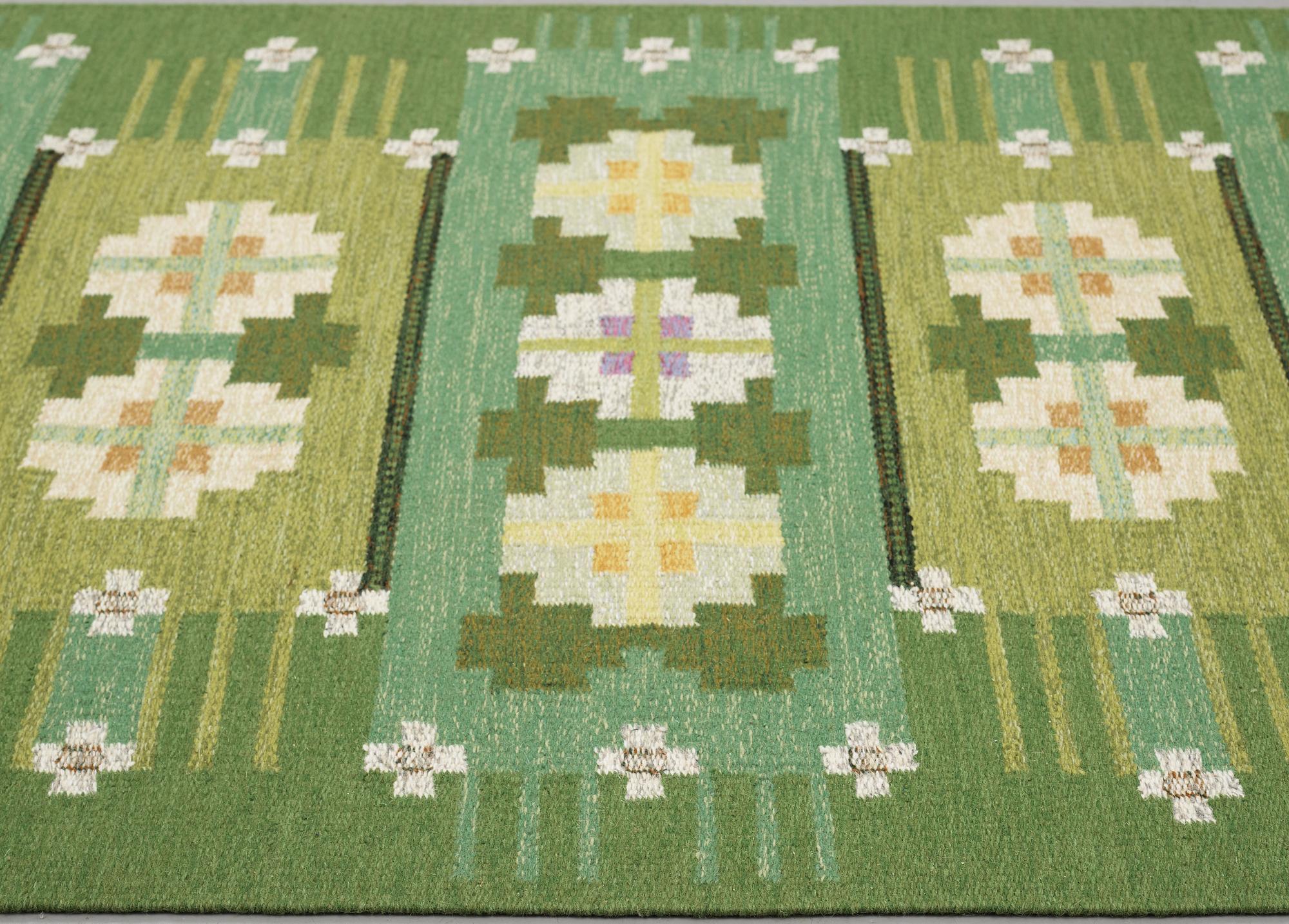 Ingegerd Silow, matta, rölakan, ca 211 x 137,5-139,5 cm, signerad IS.