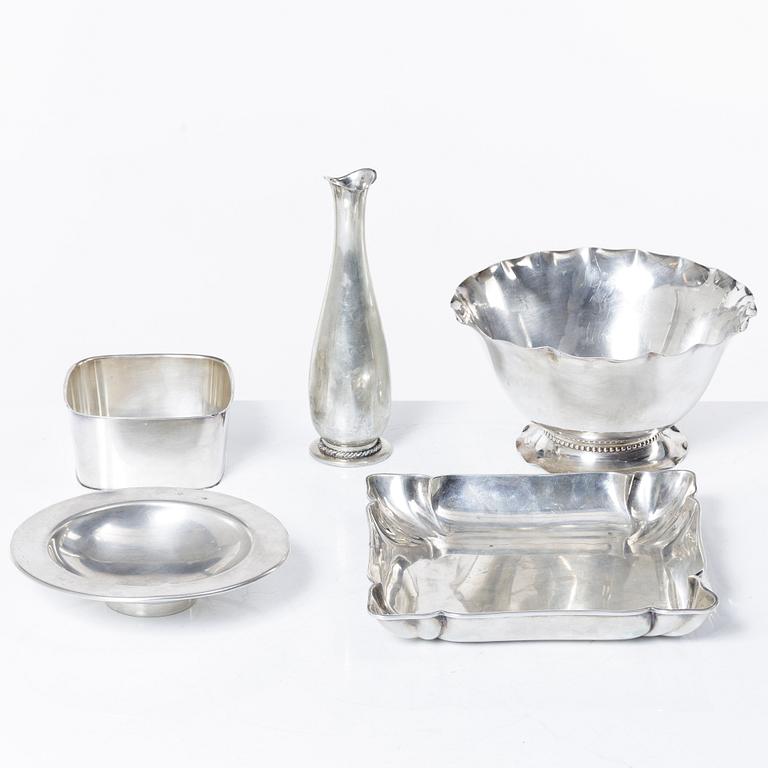 5 pieces of silver goods, including CG Hallberg, 20th century.