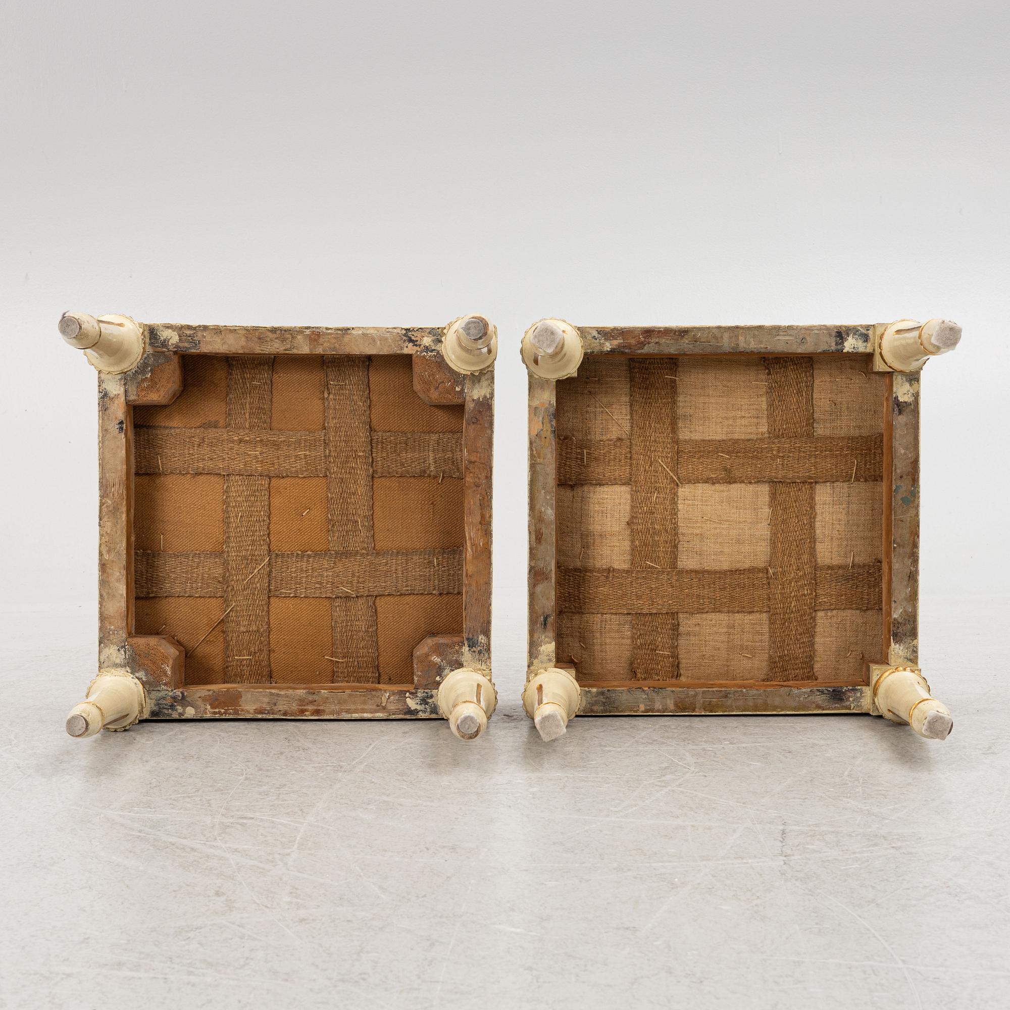 Taburetter, ett par, sent 1700-tal, Gustavianska.