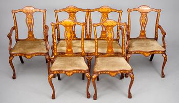 MÖBLEMANG, 5 delar, rokokostil, Holland sekelskiftet 1800/1900.