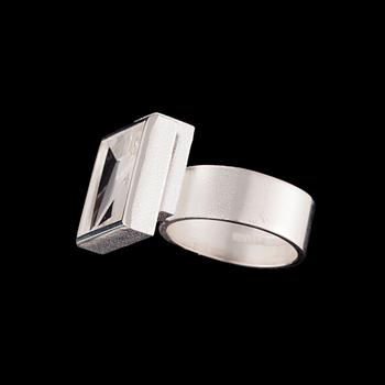 RING, Contempo, sterling silver, bergskristall, Björn Weckström Lapponia 2008. Vikt 13 g.