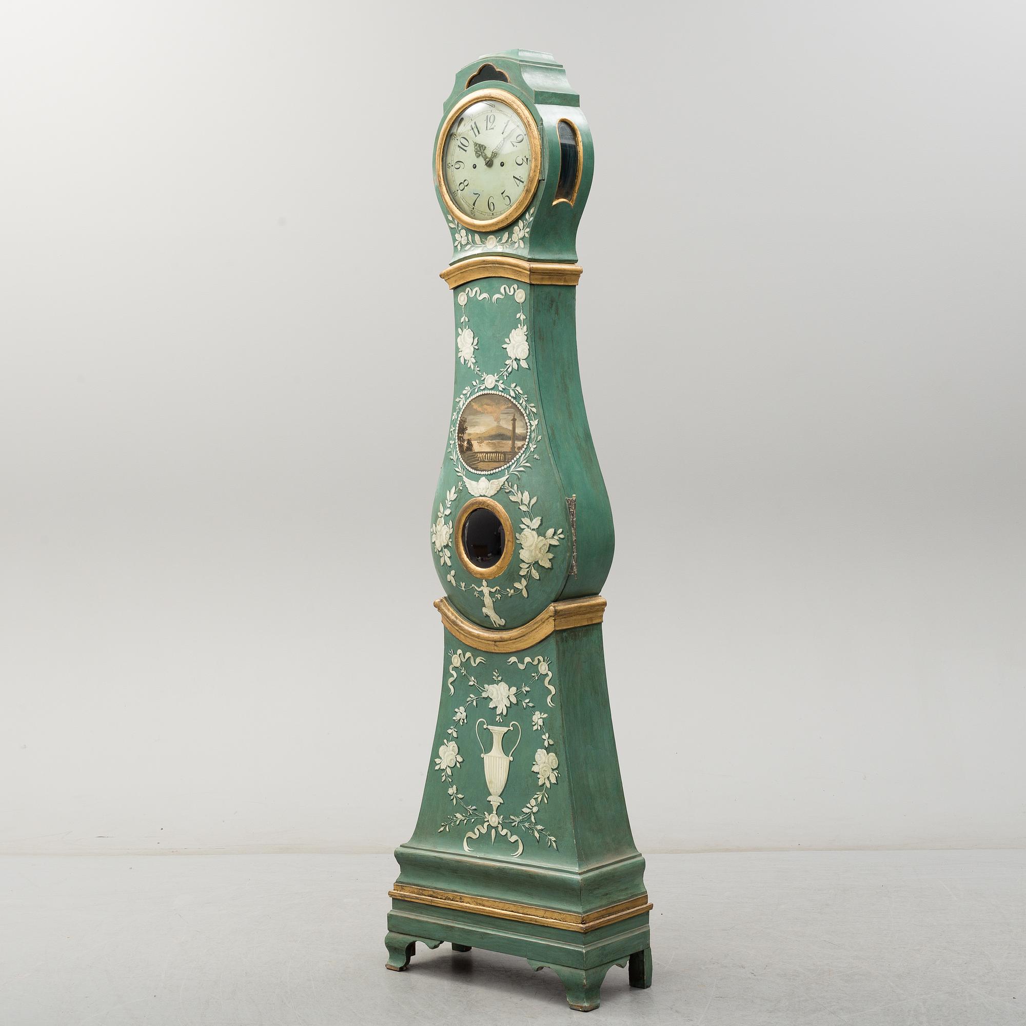 A Swedish Rococo longcase clock, second half of the 18th century.