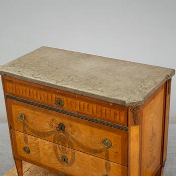 A late 19th century Gustavian style chest of drawers.