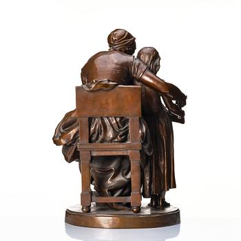 Eugène Delaplanche, a signed bronze sculpture.