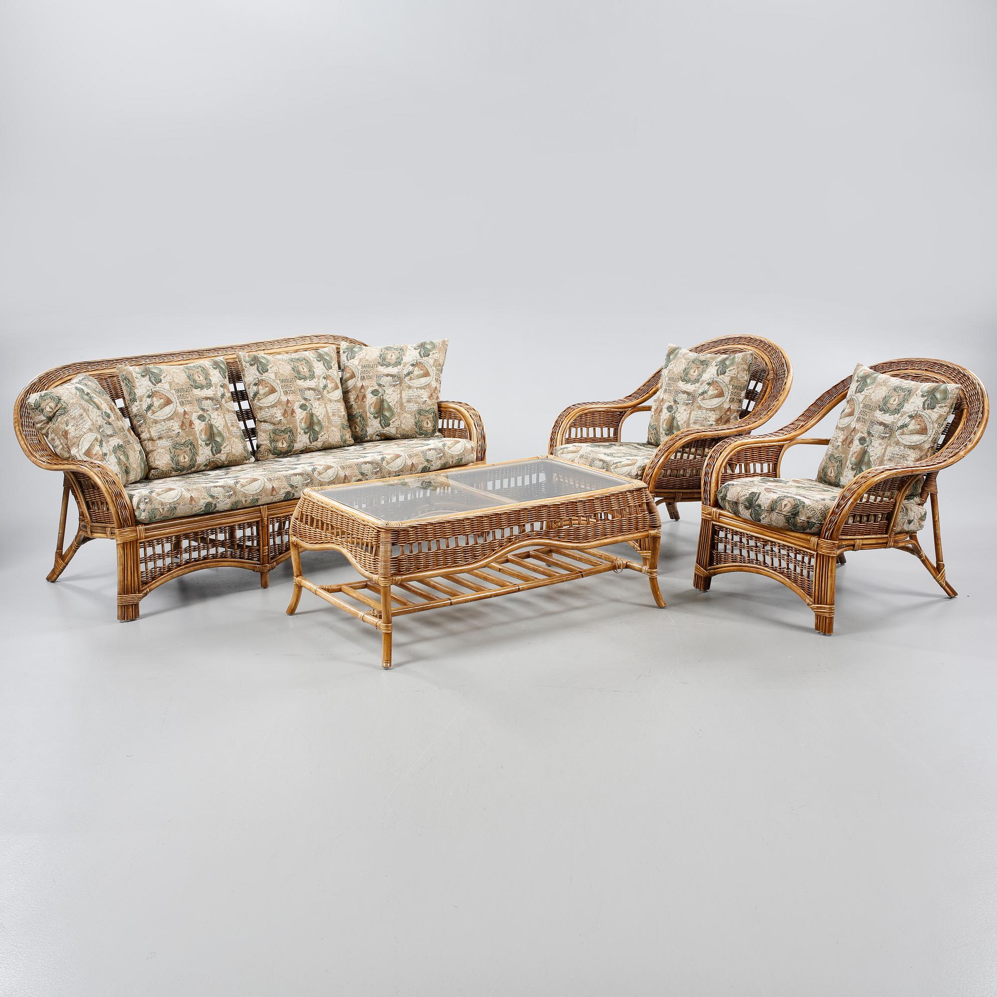Four rattan furnitures from the second half of the 20th century.