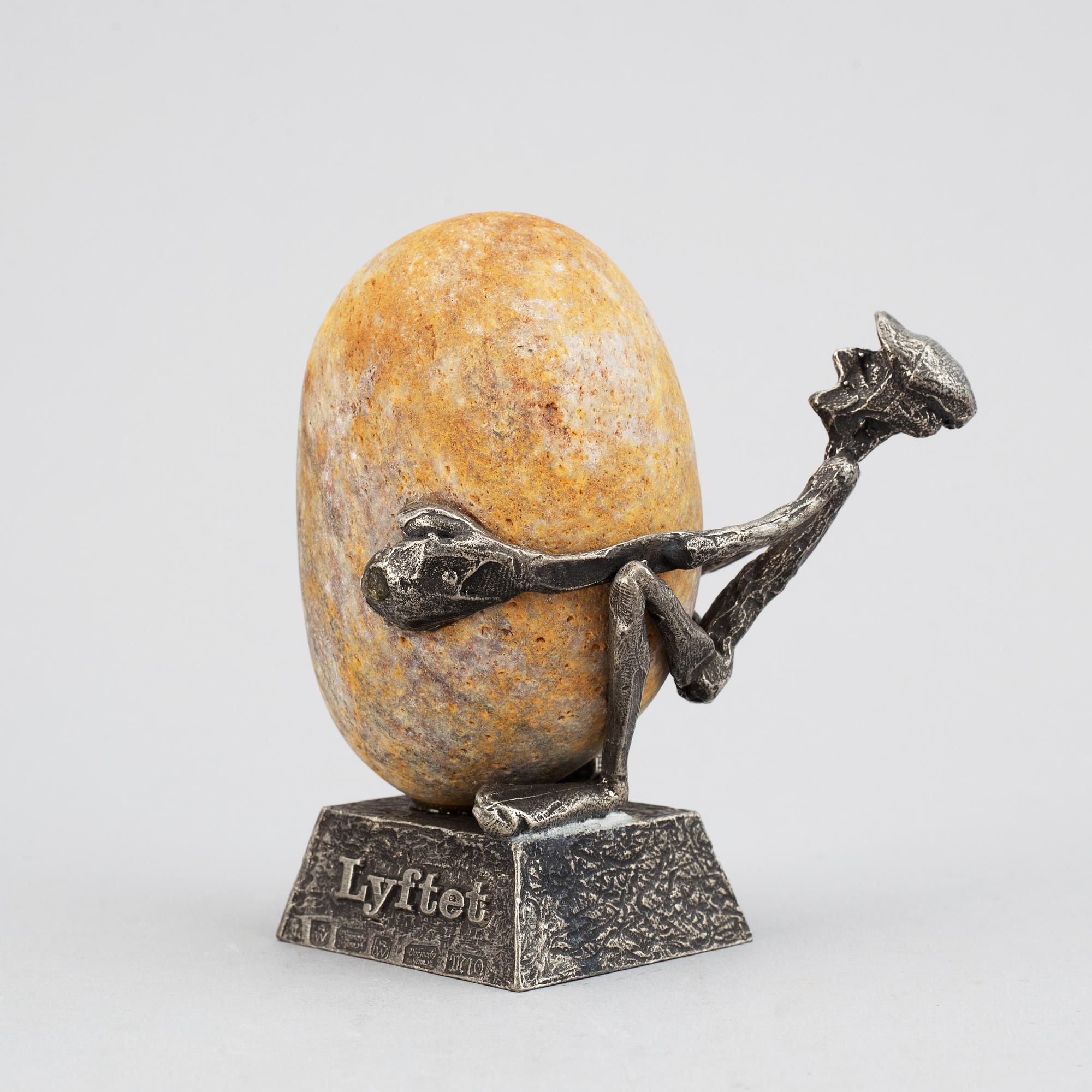 HENRY GUSTAFSSON, a 'Lyftet' sculpture, pewter and stone, 1986.